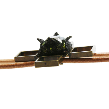 革紐ループタイ メッシュ 緑 クロス ネクタイ TAMARUSAN