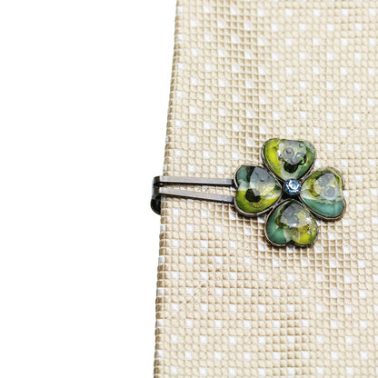 ネクタイピン ショール留め 花 緑 四つ葉 TAMARUSAN