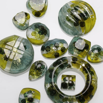 イヤリング グリーン 丸 アンティーク調 TAMARUSAN