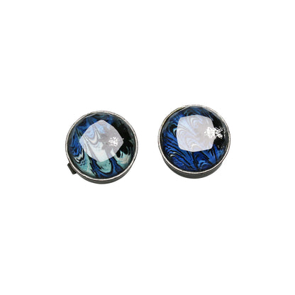ボタンカバー カフスボタン 青 マーブル TAMARUSAN