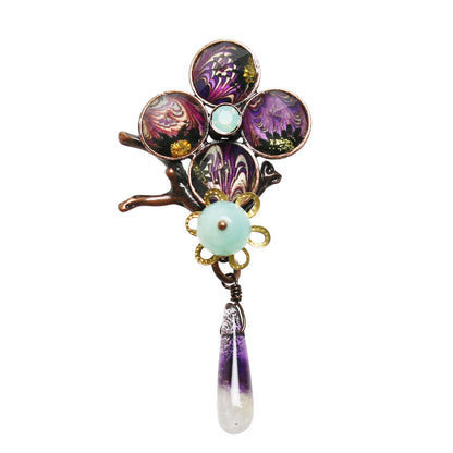 ブローチ 紫 花 アメジスト TAMARUSAN
