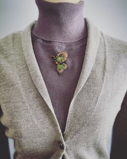 ブローチ 蝶 緑 マーブル オリジナル樹脂 ピン ブローチ・バッジ