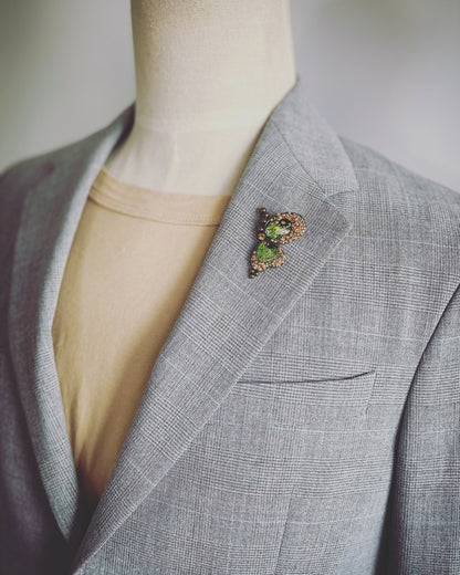 ブローチ 蝶 緑 マーブル オリジナル樹脂 ピン ブローチ・バッジ