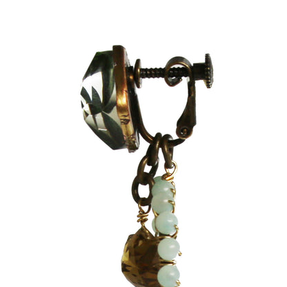 ロングイヤリング タッセル マーブル 緑 シトリン TAMARUSAN