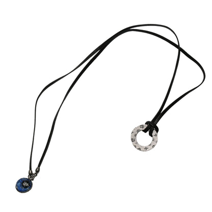 眼鏡ホルダー 革紐 青 マーブル ネックレス TAMARUSAN