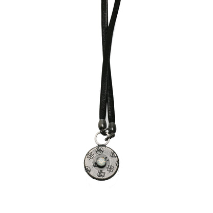 眼鏡ホルダー 革紐 青 マーブル ネックレス TAMARUSAN