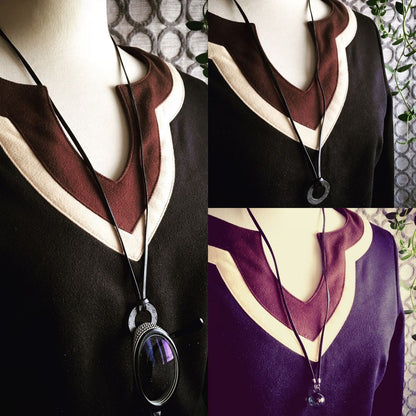 眼鏡ホルダー 革紐 青 マーブル ネックレス TAMARUSAN