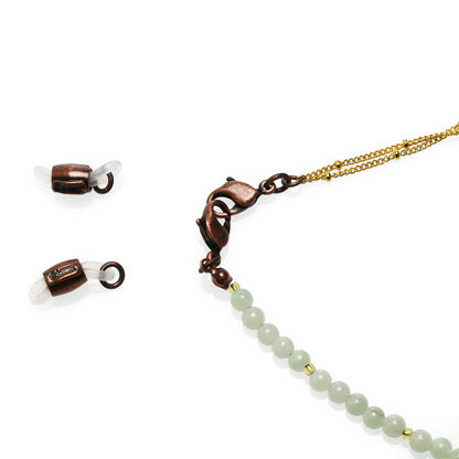 ネックレスにもなる眼鏡チェーン 本翡翠 ハート 紫 TAMARUSAN