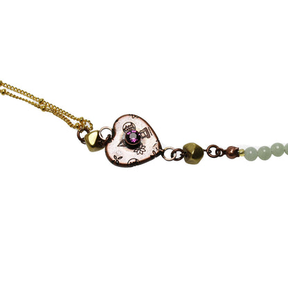 ネックレスにもなる眼鏡チェーン 本翡翠 ハート 紫 TAMARUSAN