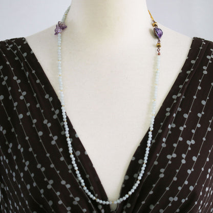 ネックレスにもなる眼鏡チェーン 本翡翠 ハート 紫 TAMARUSAN