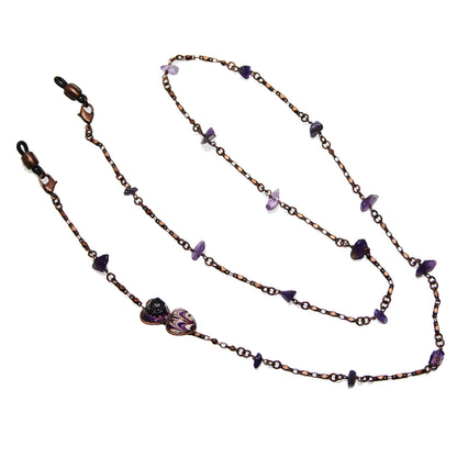 眼鏡チェーンネックレス 古希 アメジスト ハート TAMARUSAN