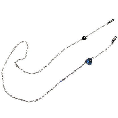 眼鏡チェーン 青 マーブル ハート オニキス TAMARUSAN