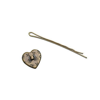 ヘアピン ハート 緑 マーブル 高級ヘアピン