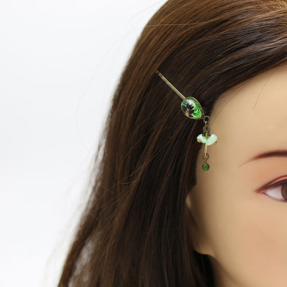 ヘアピン 緑 マーブル おしゃれ 高級ヘアピン