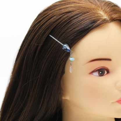 ヘアピン 青 マーブル 葉っぱ 和装ヘアスタイル 高級ヘアピン