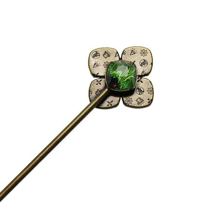 短め かんざし マーブル 緑 紫陽花 一本挿しかんざし