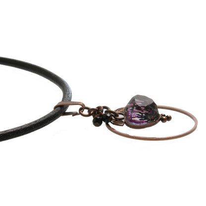 革紐チョーカー ハート 紫 オニキス チョーカー