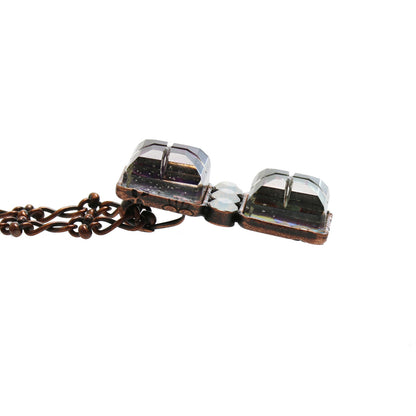 ネックレス 四角 紫 アンティーク風 ネックレス