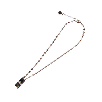 ネックレス 四角 紫 アンティーク風 ネックレス