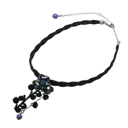 黒 リボンチョーカー 青 マーブル すみれ TAMARUSAN