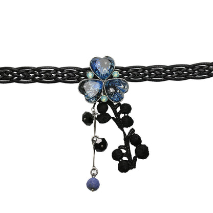 黒 リボンチョーカー 青 マーブル すみれ TAMARUSAN