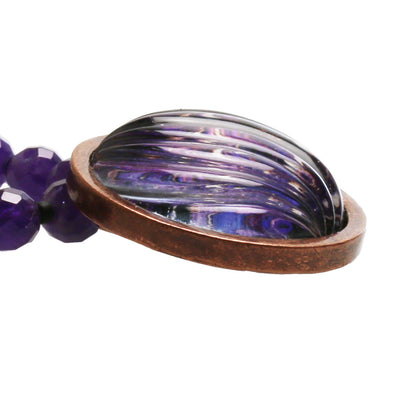 ロングネックレス アメジスト マーブル 紫 TAMARUSAN