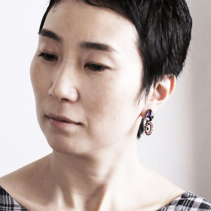 ピアス 紫 アメジスト しずく キャッチに飾り TAMARUSAN