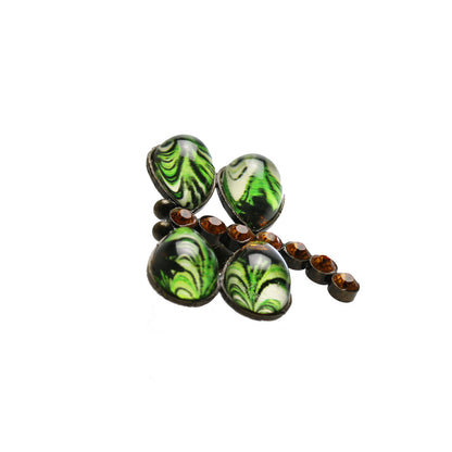 ピンブローチ トンボ 緑 マーブル TAMARUSAN