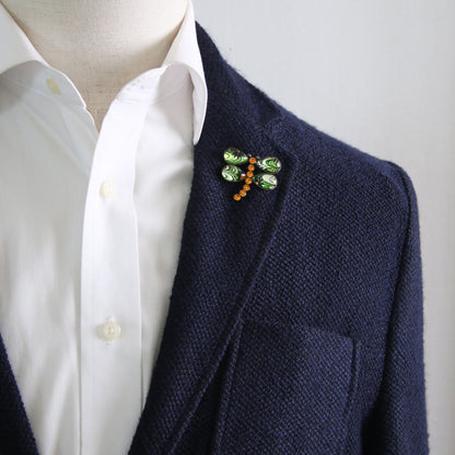 ピンブローチ トンボ 緑 マーブル TAMARUSAN