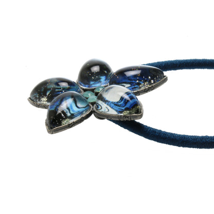 花 ヘアゴム 青 マーブル 髪留め 贈り物 TAMARUSAN