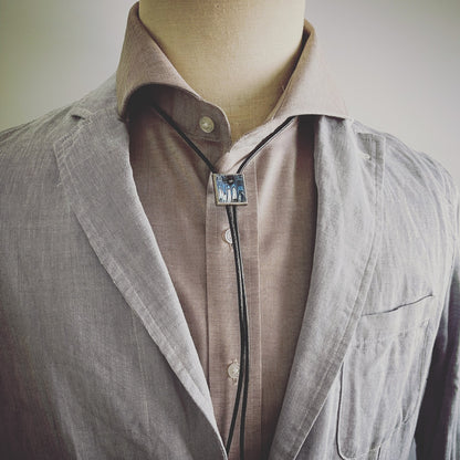 革紐ループタイ 青 マーブル メンズアクセサリー ループタイ