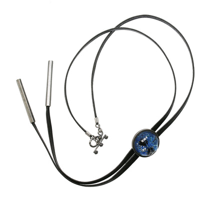 革紐ループタイ 平紐 青 マーブル メンズ ループタイ