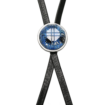 革紐ループタイ 平紐 青 マーブル メンズ ループタイ