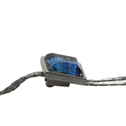 チェーンループタイ 青 四角 ラピスラズリ ループタイ