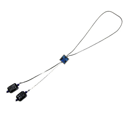 チェーンループタイ 青 四角 ラピスラズリ ループタイ