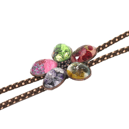 組紐ループタイ 花 正絹 アンティーク風 TAMARUSAN