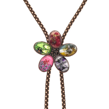 組紐ループタイ 花 正絹 アンティーク風 TAMARUSAN