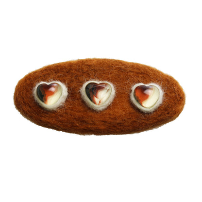 バレッタ 三毛猫 茶色 ウール フェルト 和装 バレッタ