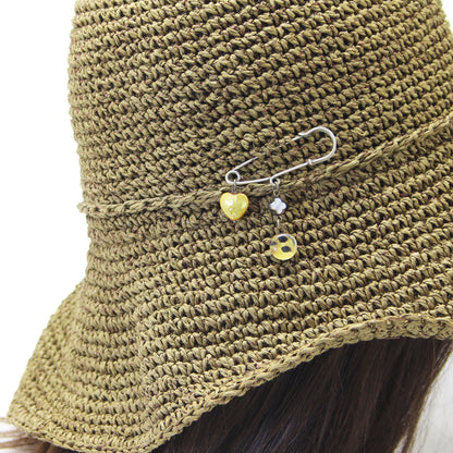 安全ピンブローチ 淡水パール チーター 黄色 TAMARUSAN