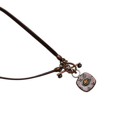 眼鏡ホルダー 革紐 茶色 老眼鏡 三毛猫 TAMARUSAN