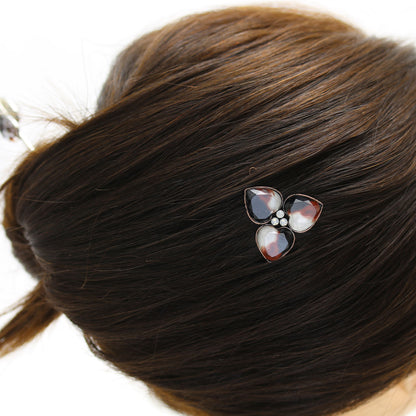 パッチン留め 茶色 ハンドメイド 三毛猫 花 TAMARUSAN