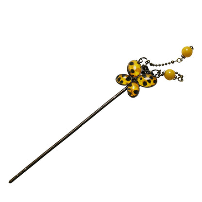 かんざし チーター 蝶 オニキス ジェイド（染め） ヘアピン・かんざし