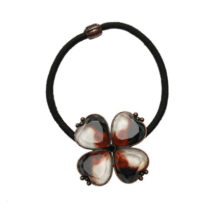 三毛猫 四ツ葉 ヘアゴム ハート 黒 白 茶 TAMARUSAN