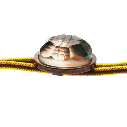 組紐ループタイ 三毛猫 黄 茶 黒 正絹 ループタイ