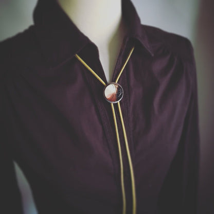 組紐ループタイ 三毛猫 黄 茶 黒 正絹 ループタイ