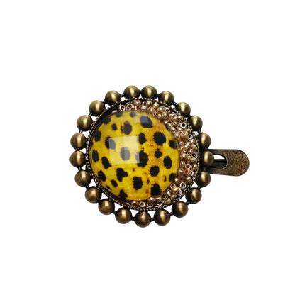 ストールクリップ チーター 黄色 アンティーク調 TAMARUSAN