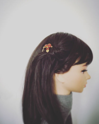 小さい ヘアコーム 赤 珊瑚 金 TAMARUSAN