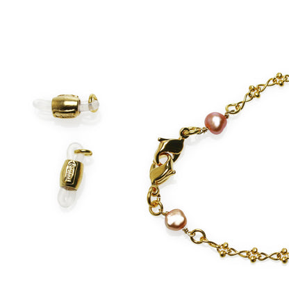 ネックレスにもなる眼鏡チェーン ハート ピンク 24k TAMARUSAN