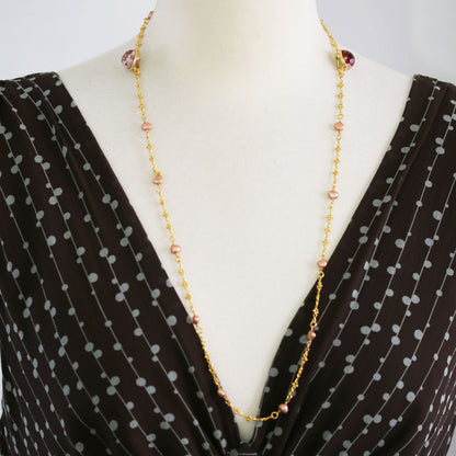 ネックレスにもなる眼鏡チェーン ハート ピンク 24k TAMARUSAN