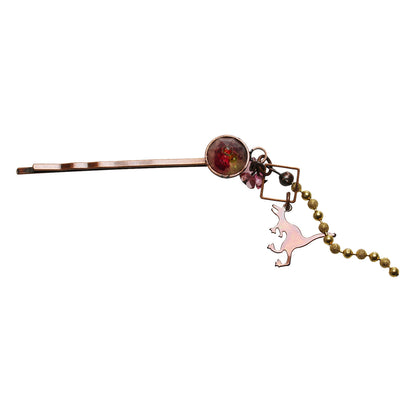 ヘアピン 恐竜 ピンクトルマリン ピンク 高級ヘアピン